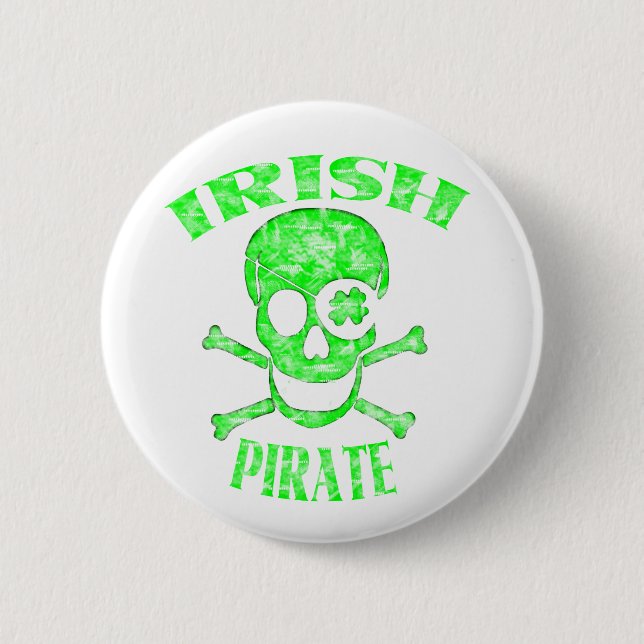 Botón del cráneo del pirata del día de St Patrick (Anverso)