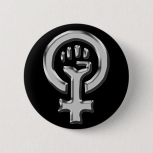 Botón del cromo del poder de la mujer