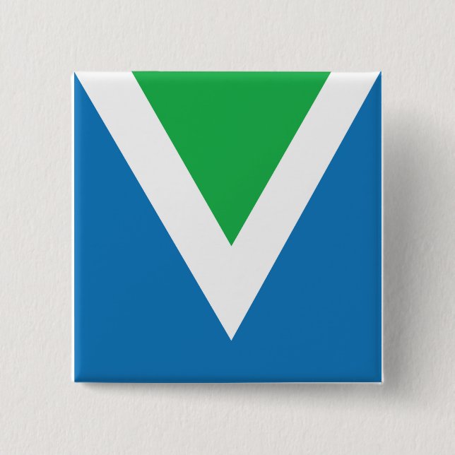 Botón del cuadrado de la bandera del vegano (Anverso)
