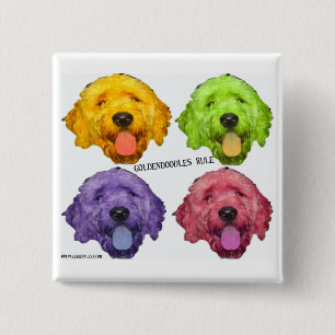 Botón del cuadrado de la regla de Goldendoodles