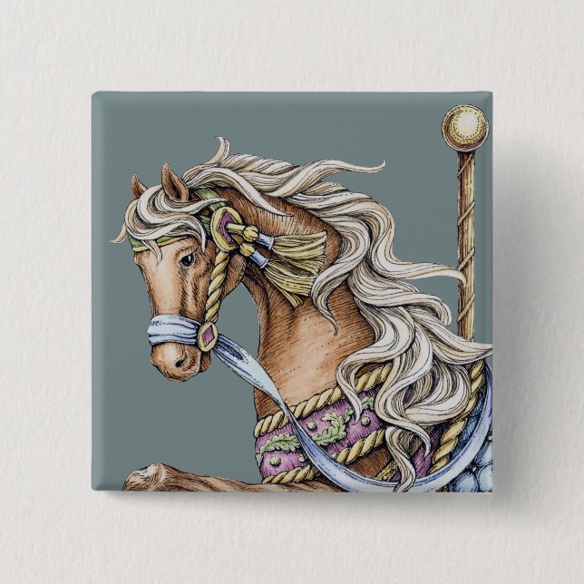 Botón del cuadrado del dibujo del caballo del (Anverso)