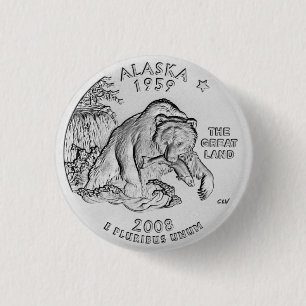 Botón del cuarto de dólar del estado de Alaska