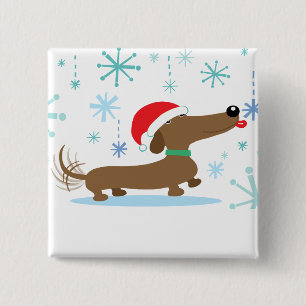 Botón del Dachshund del navidad