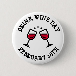 Botón del Día del Vino de Bebida Febrero 18 Vierne