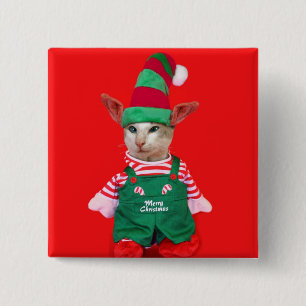 Botón del duende del gato del navidad