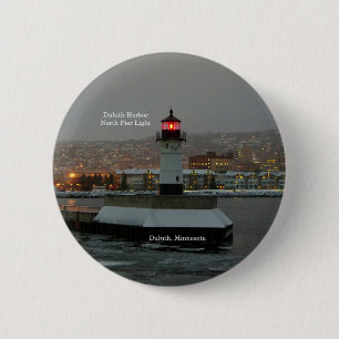 botón del Duluth Harbor North Pier Light