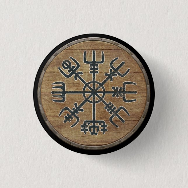 Botón del escudo de Viking - Vegvísir (Anverso)