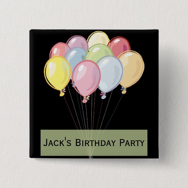 Botón del favor de la fiesta de cumpleaños (Anverso)