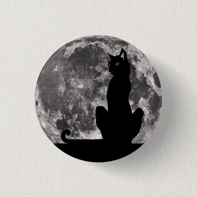 Botón del gato negro y de la Luna Llena (Anverso)