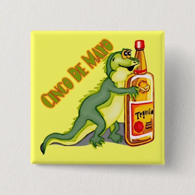 Botón del lagarto del Tequila de Cinco de Mayo (Anverso)