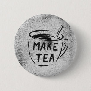botón del lema del té del arte de la plantilla d