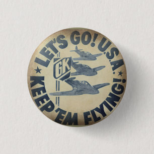 Botón del logotipo del tiempo de guerra de Krupa