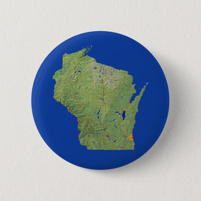 Botón del mapa de Wisconsin (Anverso)