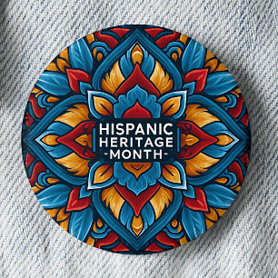 Botón del Mes de la Herencia Hispana de Azulejo Ta