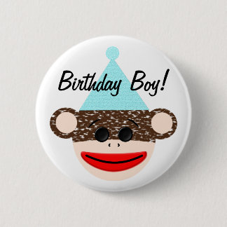 Botón del muchacho del cumpleaños del mono del