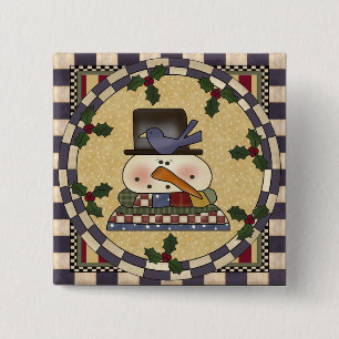 Botón del navidad - muñeco de nieve del invierno