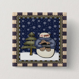 Botón del navidad - muñeco de nieve y galleta