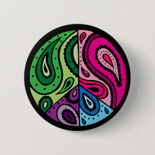 Botón del negro de la paz de Paisley