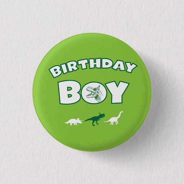 botón del niño de cumpleaños de Dinosaur (Anverso)