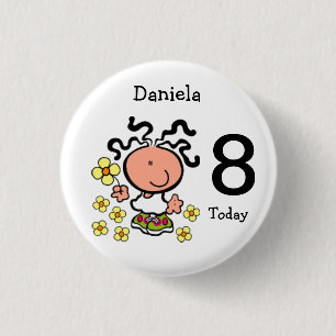 Botón del nombre y de la edad del cumpleaños del