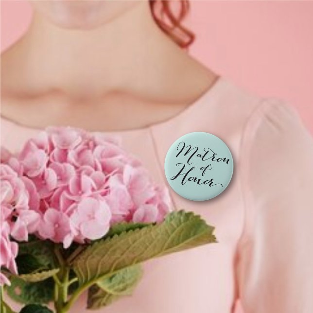 Botón del partido de Boda de guión de honor ('Matron of Honor' Classic Script Calligraphy Wedding Bridal Party Button @ fatfatin_blue_knot)
