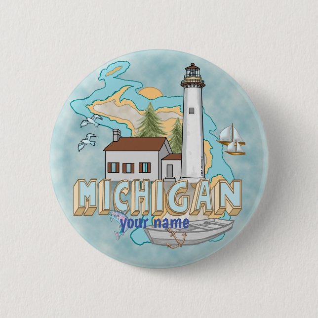 botón del pasador del faro de Michigan (Anverso)