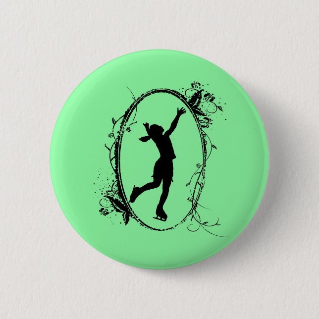 Botón del patinaje artístico - chica verde (Anverso)