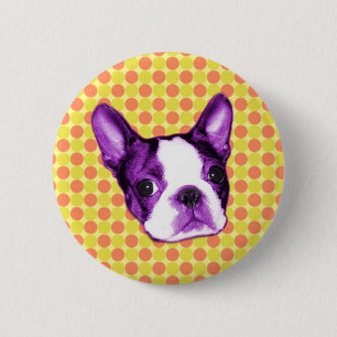 Botón del perrito de Boston Terrier del lunar