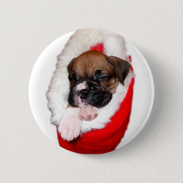 Botón del perrito del boxeador del día de fiesta (Anverso)