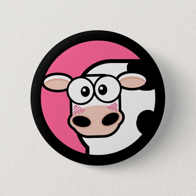 Botón del personalizable de la vaca del dibujo (Anverso)