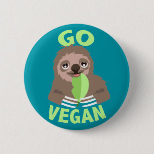 Botón del pin del distintivo de corte Vegan Sloth