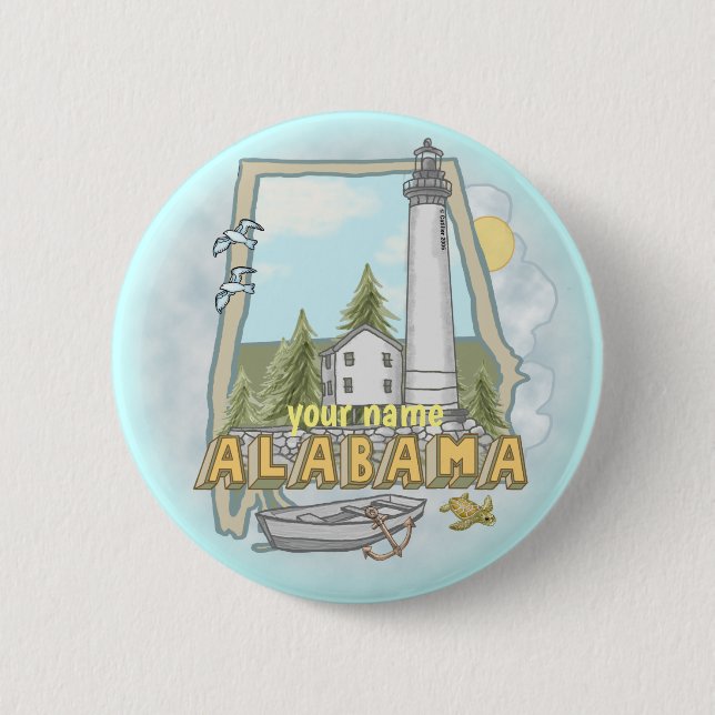 Botón del pin del faro de Alabama (Anverso)