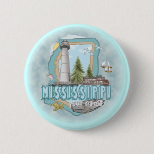 Botón del pin del faro de Misisipi