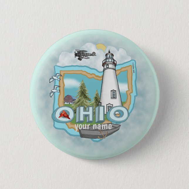 Botón del pin del faro de Ohio (Anverso)