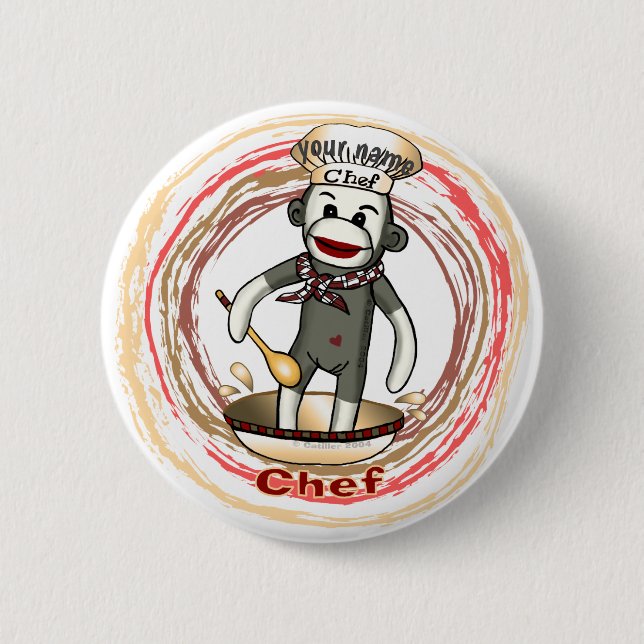Botón del pin del mono del sock del chef (Anverso)