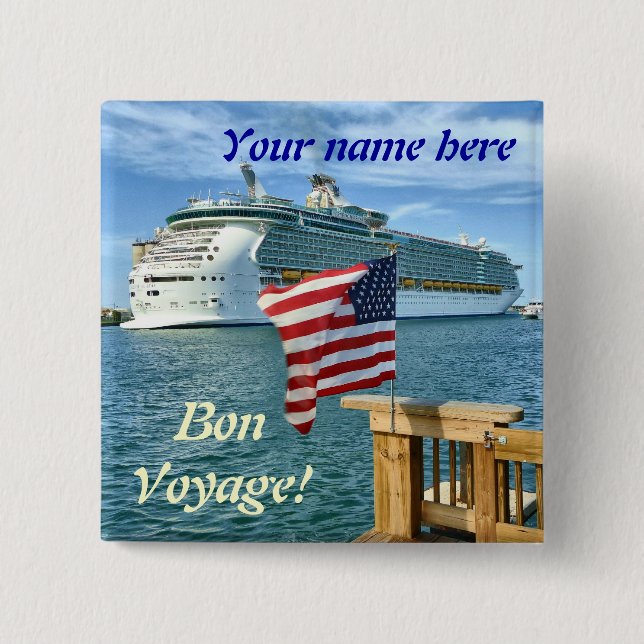 Botón del Pin del nombre del buen viaje de (Anverso)