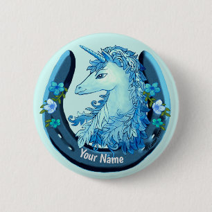 Botón del pin Lucky Blue Unicorn
