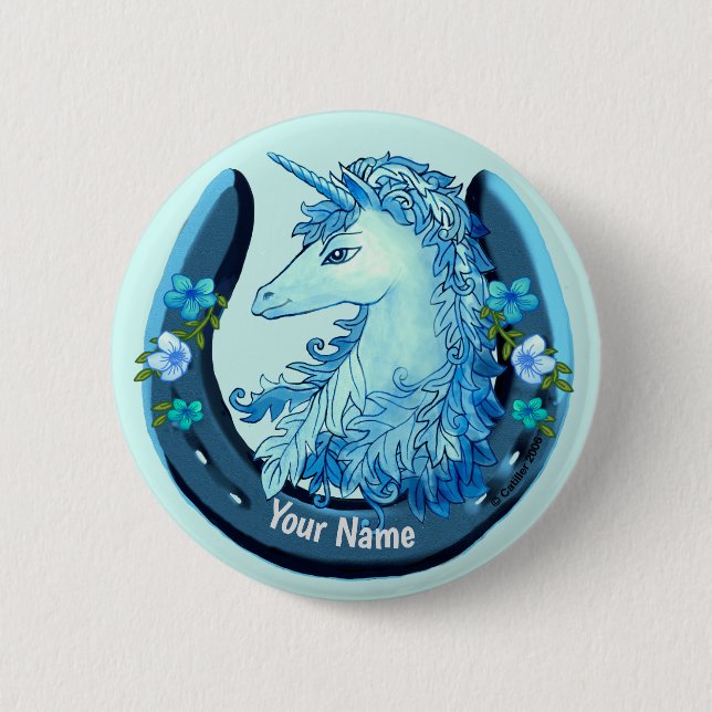 Botón del pin Lucky Blue Unicorn (Anverso)