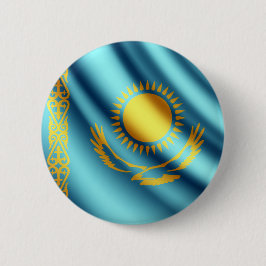 Botón del pinback de la bandera de Kazajistán que