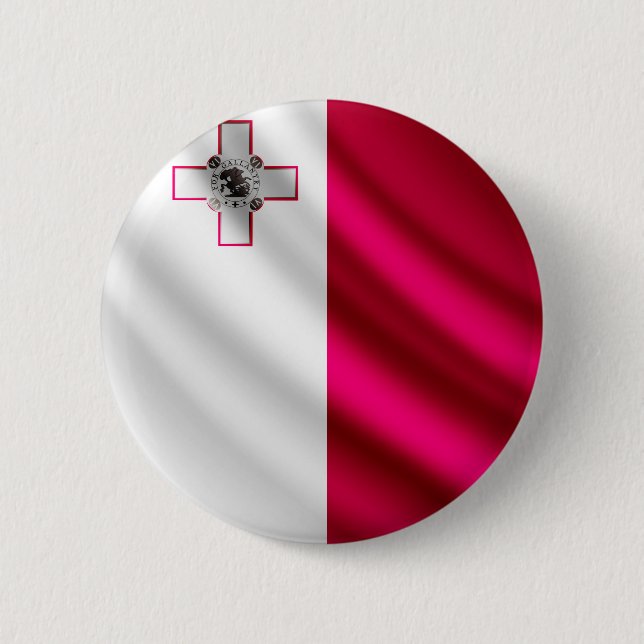 Botón del pinback de la bandera de Malta que agita (Anverso)