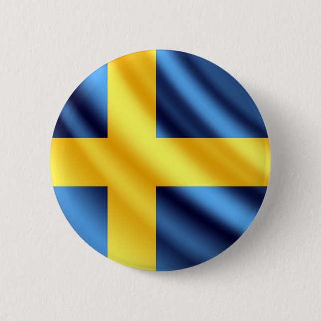 Botón del pinback de la bandera de Suecia que (Anverso)