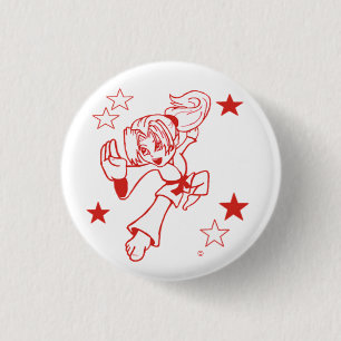 Botón del pinback del chica de la celebración