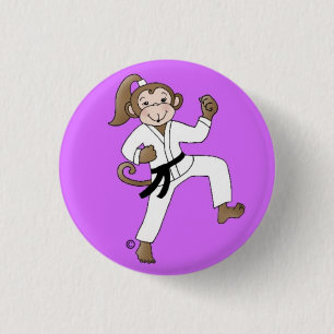 Botón del pinback del chica del mono