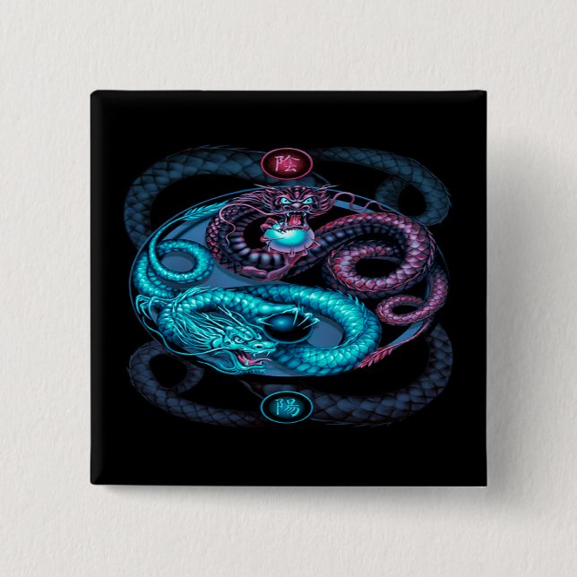 botón del pinback del diseño de los dragones (Anverso)