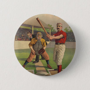 Botón del poster del béisbol del vintage