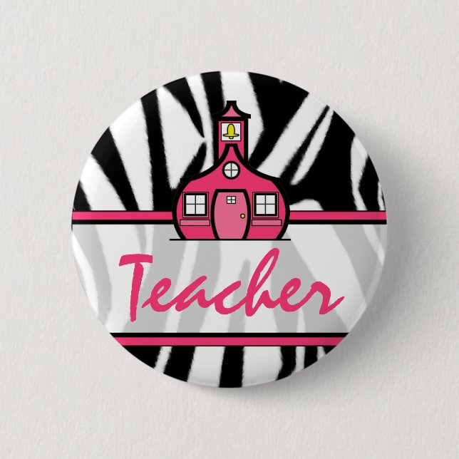 Botón del profesor - estampado de zebra negro (Anverso)