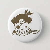 Botón del pulpo del pirata del dibujo animado
