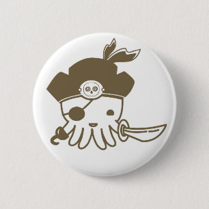 Botón del pulpo del pirata del dibujo animado