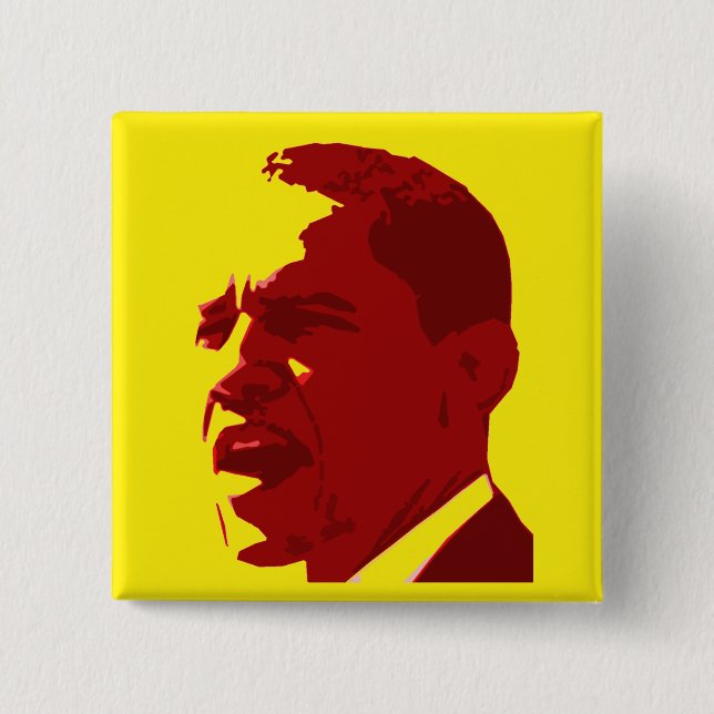 Botón del retrato de Barack Obama en rojo en (Anverso)
