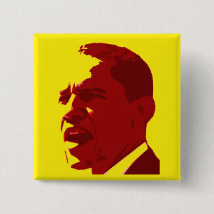 Botón del retrato de Barack Obama en rojo en